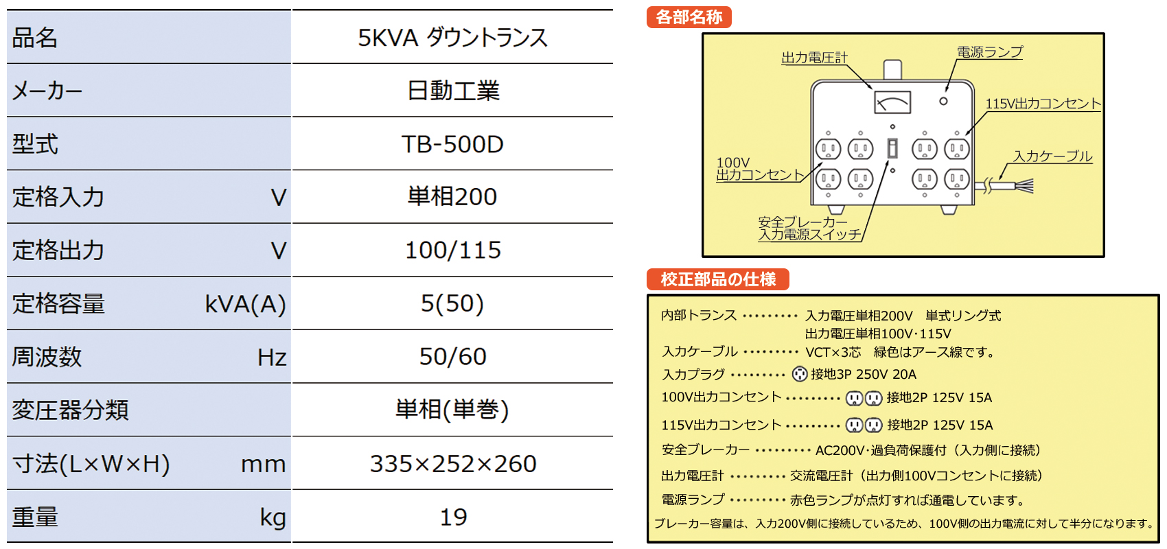 5KVA ダウントランス レンタル新製品情報